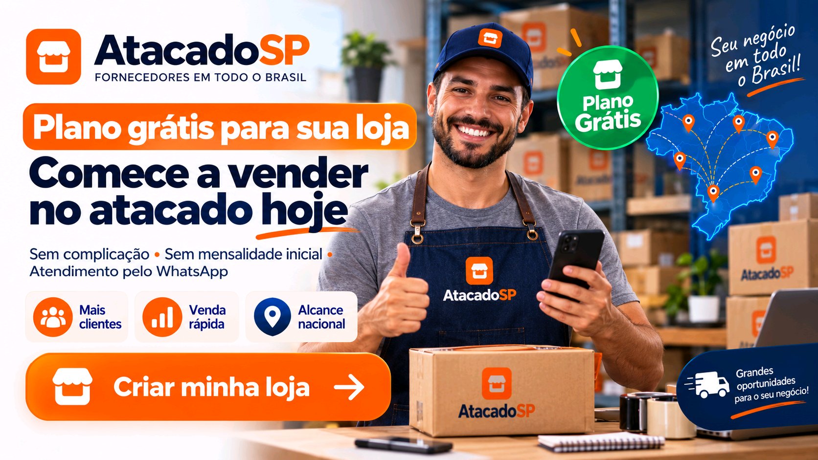 Plano grátis para sua loja — AtacadoSP