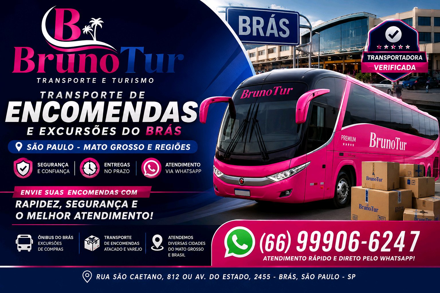 BrunoTur Transporte e Turismo — Encomendas do Brás para Mato Grosso
