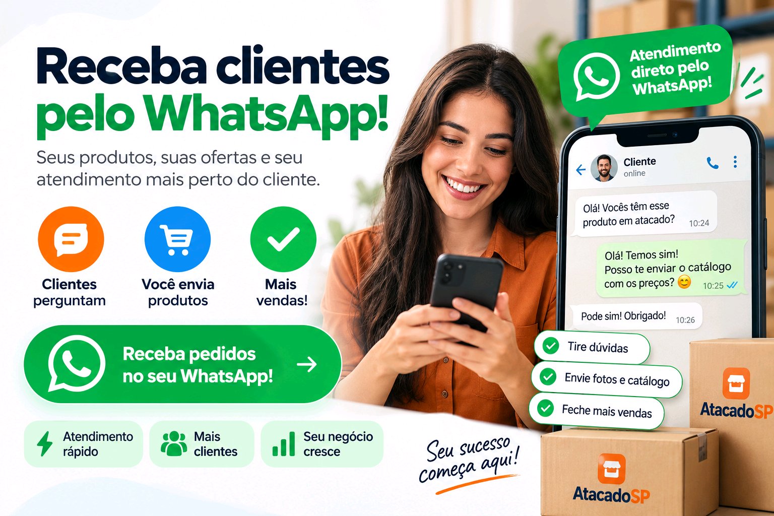 Receba clientes pelo WhatsApp — AtacadoSP