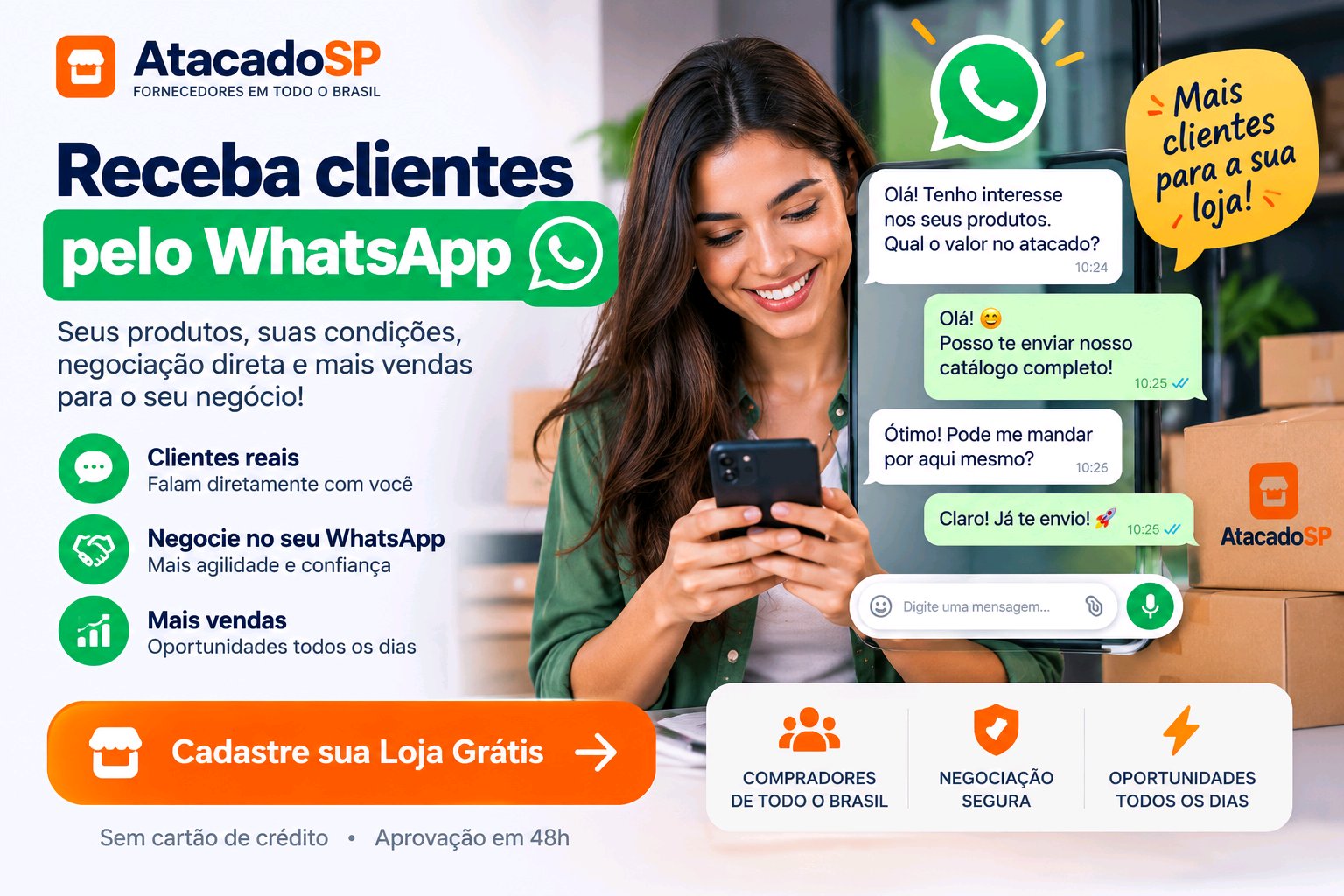 Cadastre sua loja grátis — receba pedidos no WhatsApp