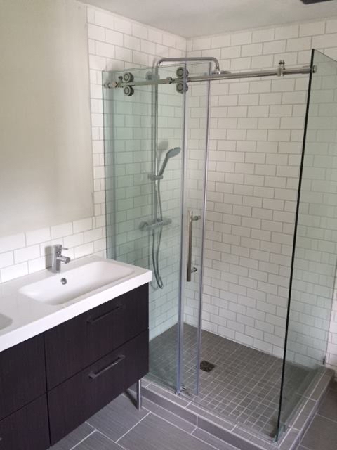 Bathroom tile work subway tile shower renovation Kalamazoo MI