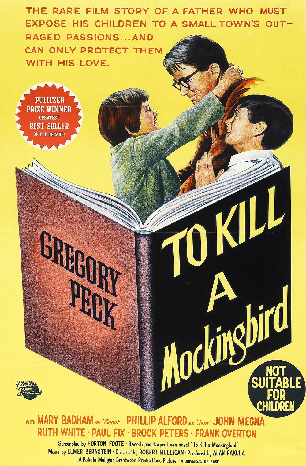 Vintage movie poster for To Kill a Mockingbird featuring Gregory Peck