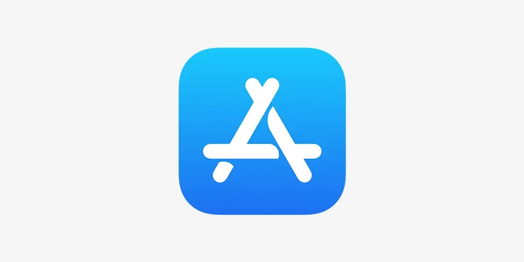Official Apple App Store icon with blue gradient design and white stylized A symbol representing iOS app publishing and distribution through automated publishing systems integrated within modern development platforms