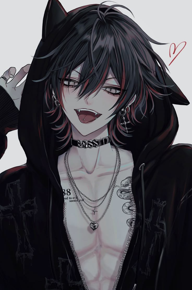 Mafia boss with dark hair and hoodie