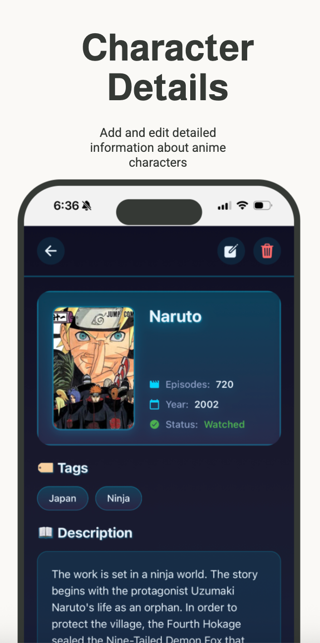 Anime Tracker - Character Details