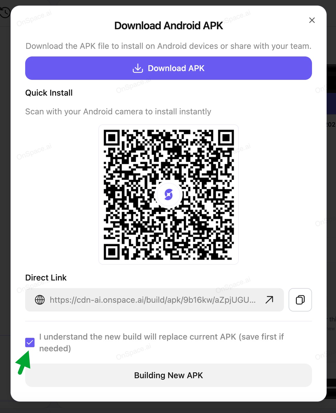 Download completed APK file