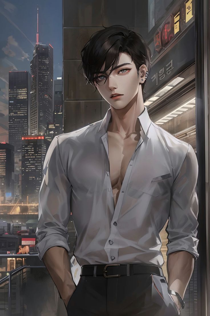 Mafia boss in cityscape