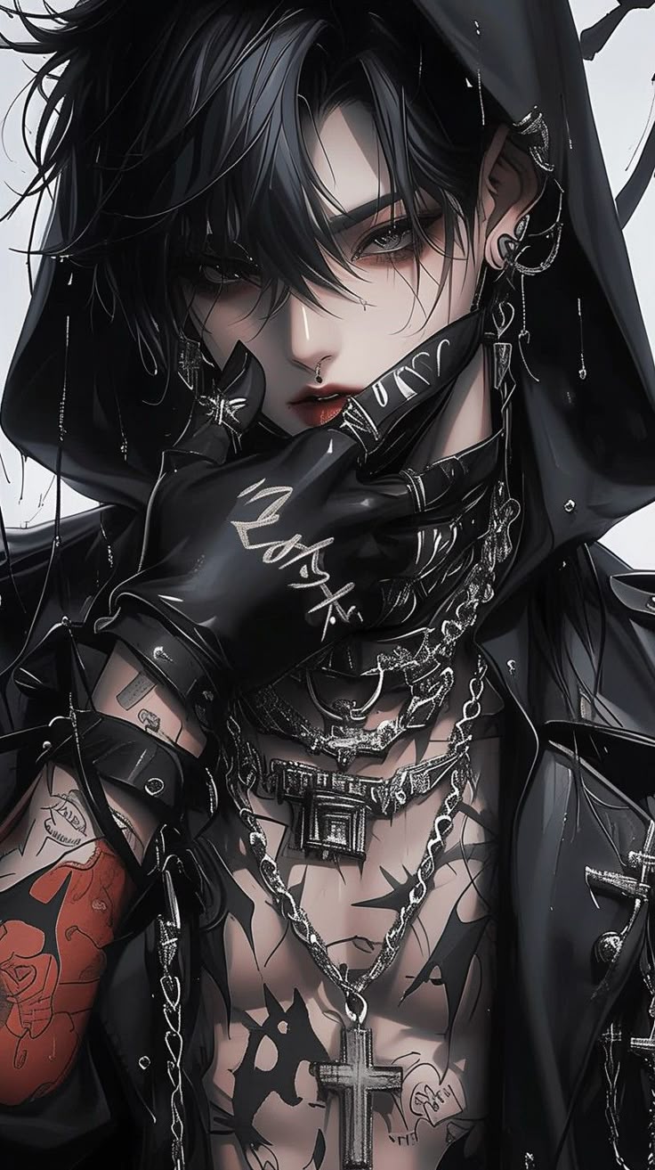 Mafia boss with dark hair and mask
