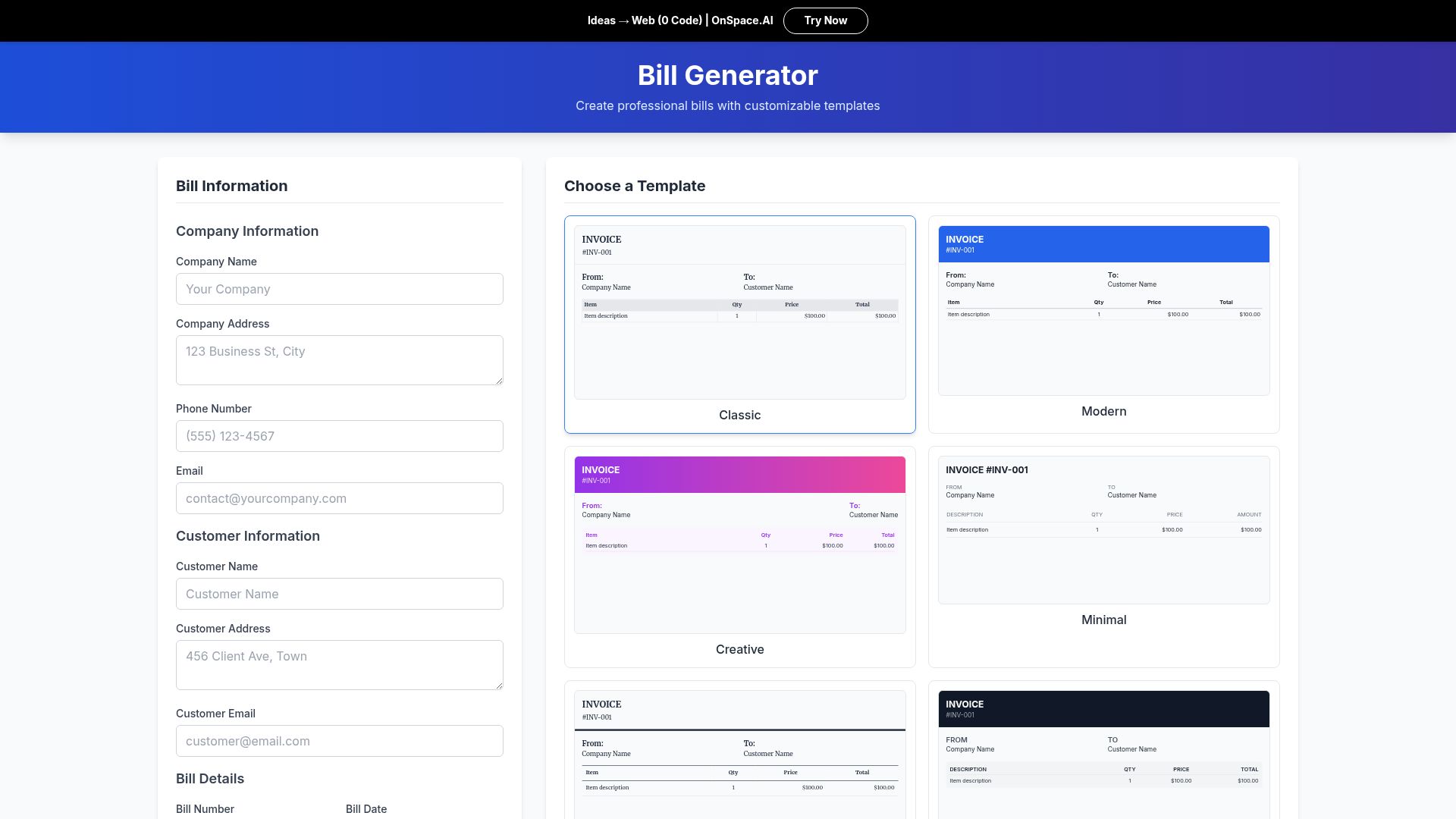 Bill Generator