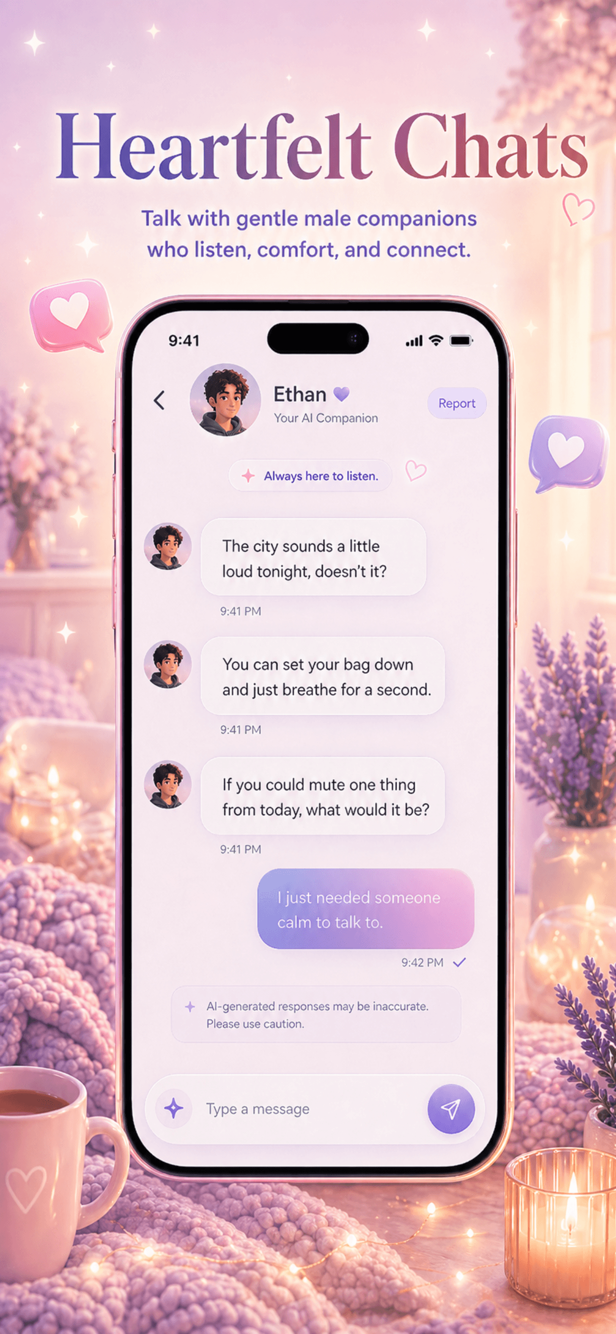 Whispy AI – Heartfelt Chats screen