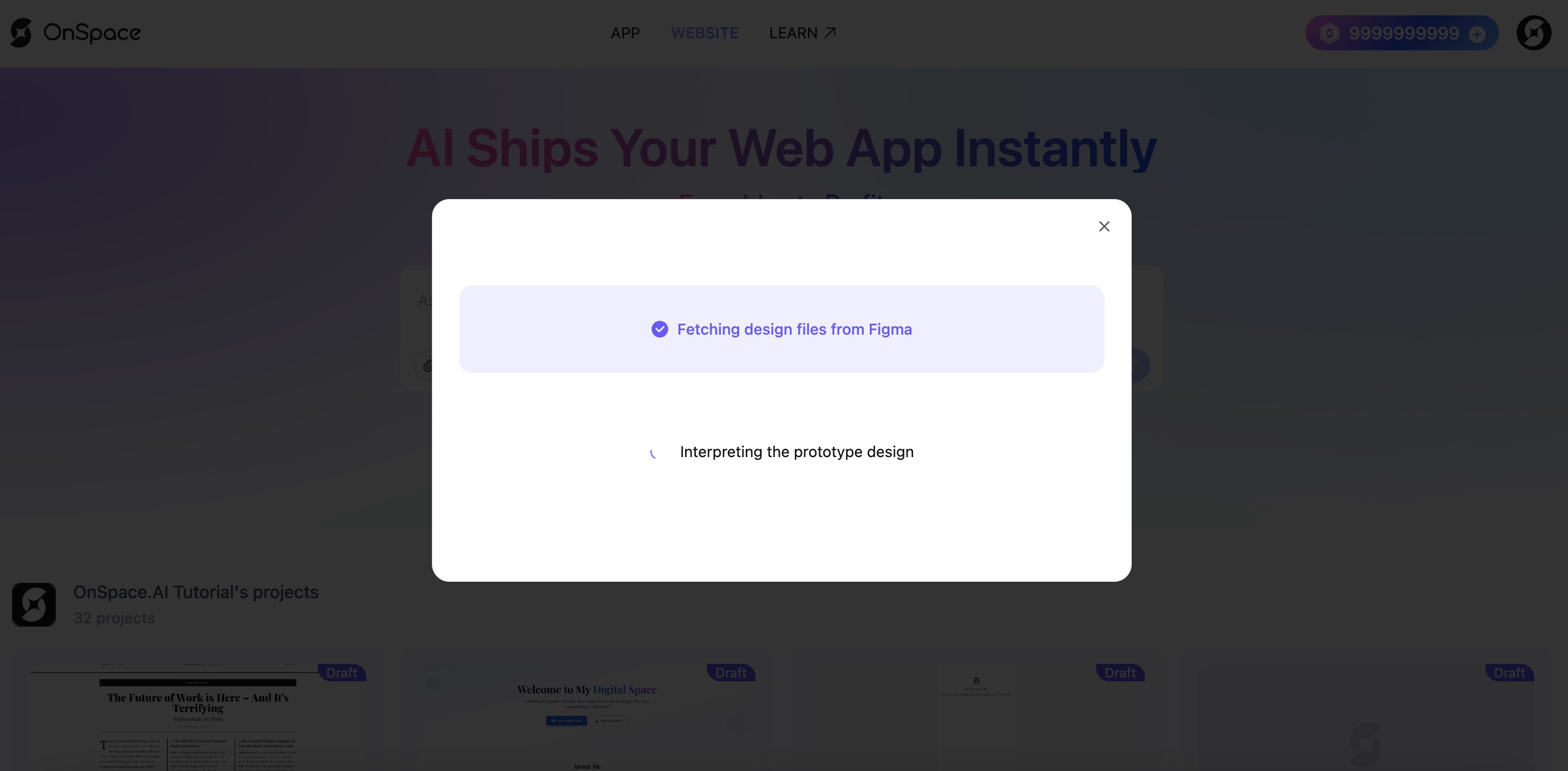 Import process initiated showing AI analysis in progress