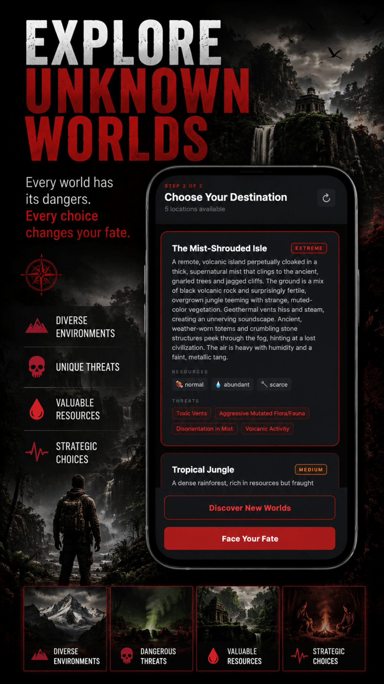 Explore Unknown Worlds screen