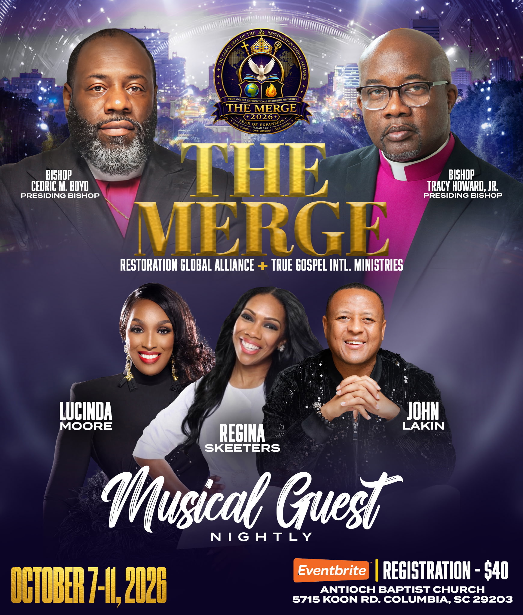 The Merge 2026 Musical Guests — Lucinda Moore, Regina Skeeters, John Lakin, October 7-11 2026