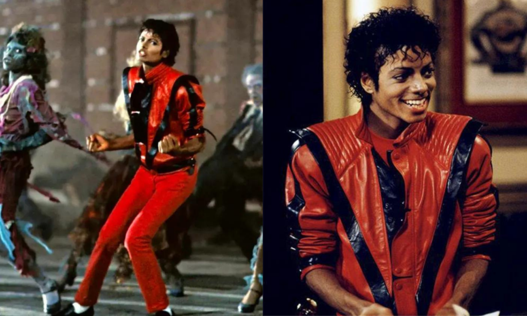 Michael Jackson in the iconic red 'Thriller' jacket