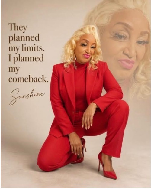 Dr. Sunshine Lewis in red suit — They planned my limits, I planned my comeback